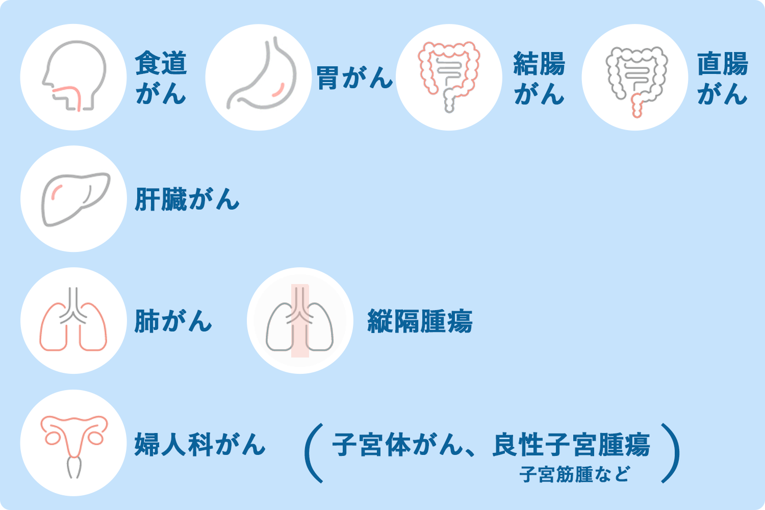 2023年開始：直腸がん、肺がん、婦人科がん